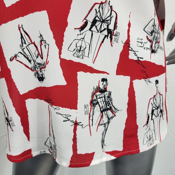 NWOT~$89~KARL LAGERFELD~S/M/L~OVERSIZED RED WHITE BLACK BLOUSE SHIRT TOP - Picture 15 of 16